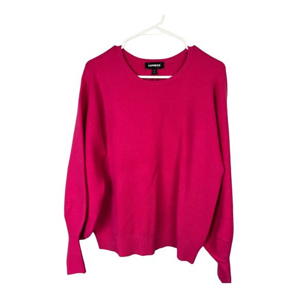 Express fuchsia pink balloon sleeve sweater knit pullover small nwt new $74 - Picture 2 of 9